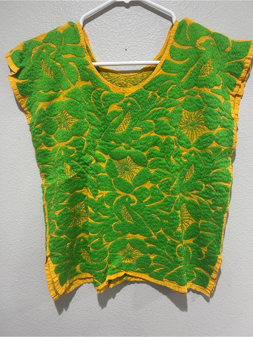 Green & Yellow Embroidered Women's Top Jalapa Blouse